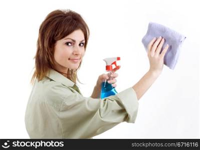 An image of smiling girl with towel in her hand