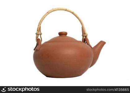 An image of the clay teapot. Studio isolated.