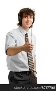An image of young man listening to music