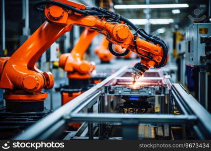 An industrial robot arm in an autonomous production line