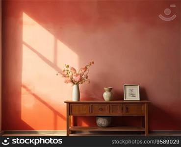 An Interior background with wall and some furniture. Interior design banner with copy space.