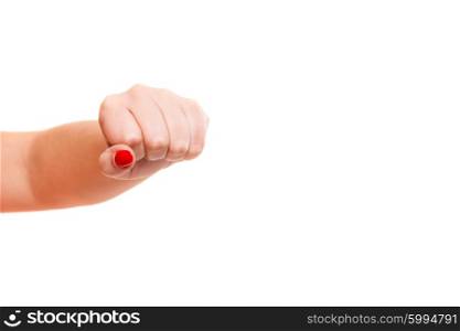 An isolated fist punching towards the camera