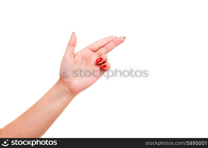 An isolated hand making a gun gesture