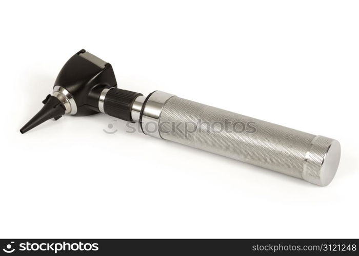 An isolated image of a otoscope or auriscope. A medical instrument to examine the inner ear.