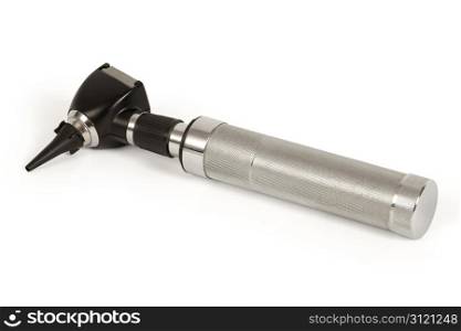 An isolated image of a otoscope or auriscope. A medical instrument to examine the inner ear.