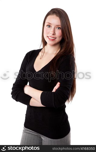 An isolated shot of a beautiful caucasian businesswoman