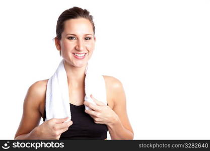 An isolated shot of a beautiful caucasian woman doing exercise