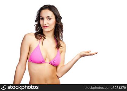 An isolated shot of a beautiful caucasian woman in bikini