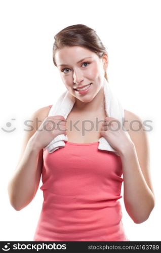 An isolated shot of a beautiful sporty caucasian woman