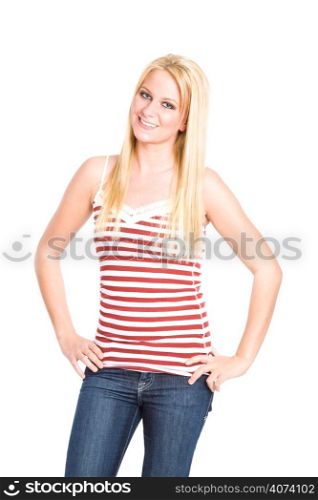An isolated shot of a beautiful young caucasian woman