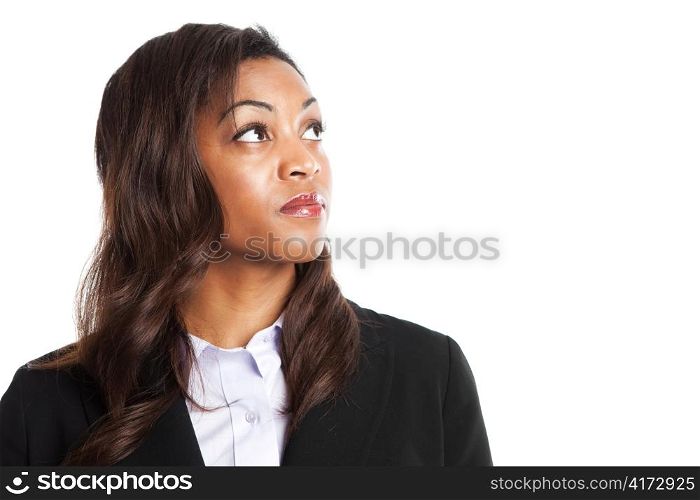 An isolated shot of a happy black businesswoman