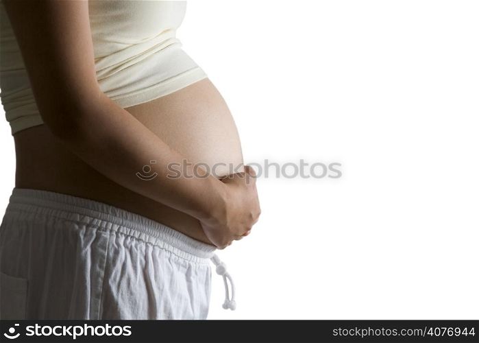 An isolated shot of a pregnant woman