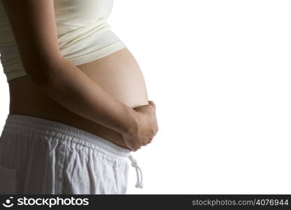 An isolated shot of a pregnant woman