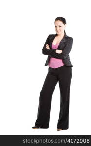 An isolated shot of a standing beautiful businesswoman