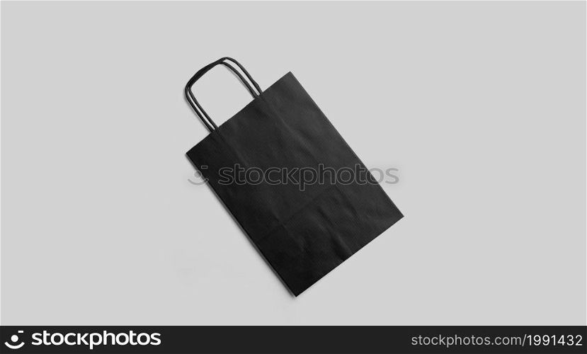 An isolated view of the black Tote bag on an grey background.