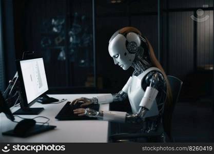 An office worker using artificial intelligence created with generative AI technology