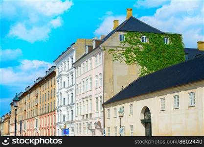 An old architecture of Copenhagen with vine on the wall. Denmark