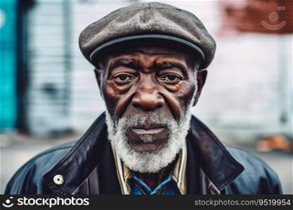 An old black man portrait created with generative AI technology