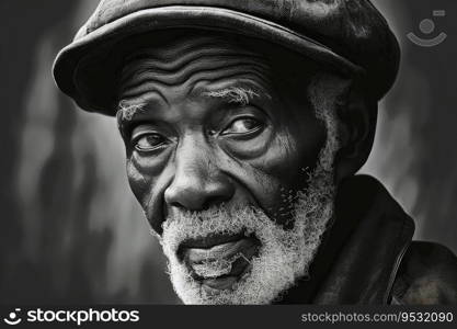 An old black man portrait created with generative AI technology