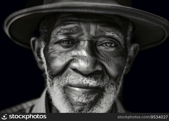 An old black man portrait created with generative AI technology