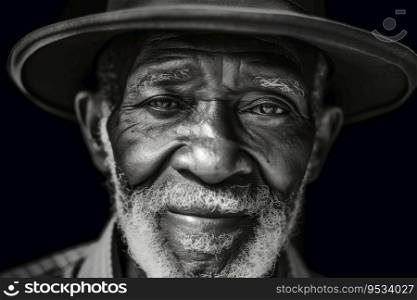 An old black man portrait created with generative AI technology