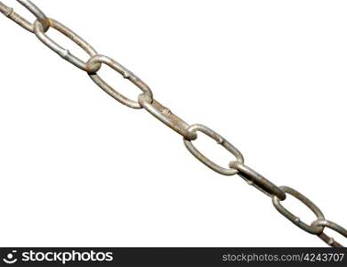 An old chain is isolated on a white background