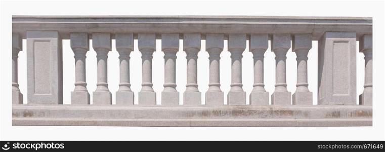 An old classic isolated balustrade. Ancient fence. Ancient clipping path