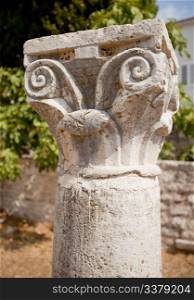 An old collumn for a Romanesque cathedral in Rab, Croata