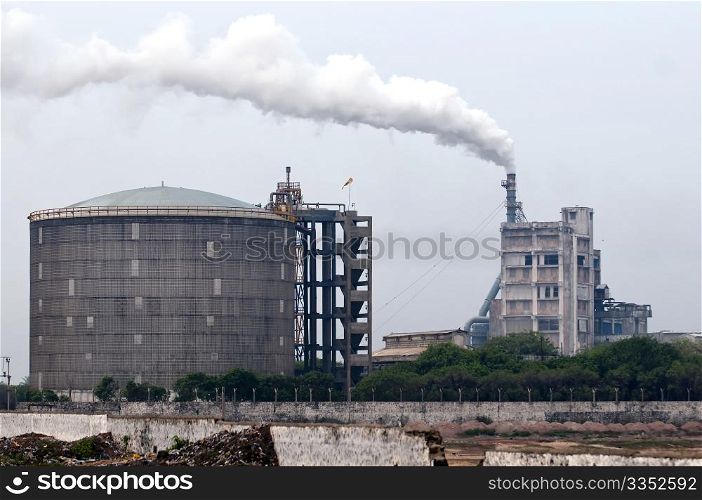 An old factory emitting hazadarous gases into the environment