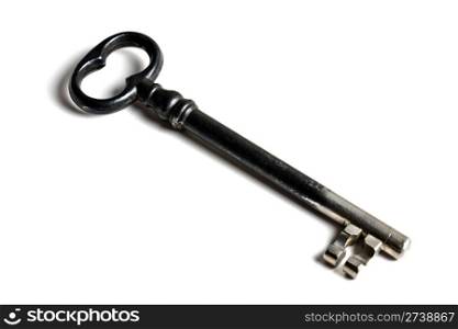 An old key isolated on white background