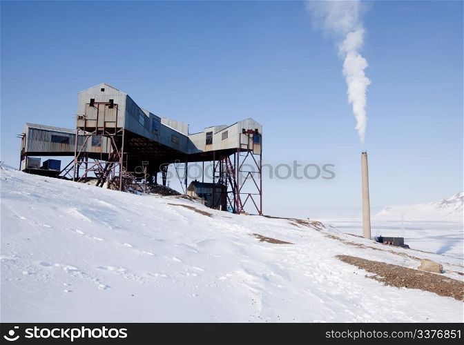 An old mine conveyor belt central, Svalbard, Norway