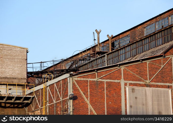 An old obsolete abandoned industrial building architecture