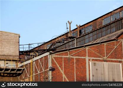 An old obsolete abandoned industrial building architecture
