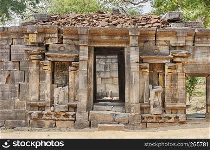 An old stone building, presumed to be a monastery, in the ancient of Polonnaruwa in Sri Lanka.