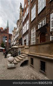 An old street leading to the temple. Gdansk. Poland