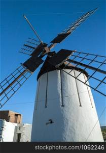 An old windmill on the island of Fuerteventura in the Spanish Canary Islands in the North Atlantic.