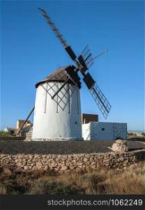 An old windmill on the island of Fuerteventura in the Spanish Canary Islands in the North Atlantic.