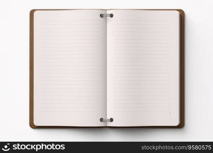 An open notebook isolated on a white background