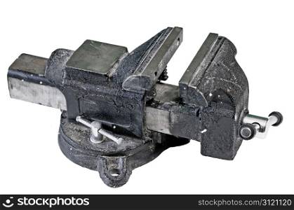 An open vise isolated on pure white