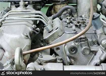 an outdated engine for automobile vehicles, closeup