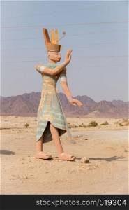 an statute at the entrance of the timna natinal park in israel. entrance of the timna national park