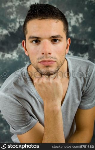 an young casual man close up portrait