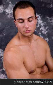 an young sensual man close up portrait