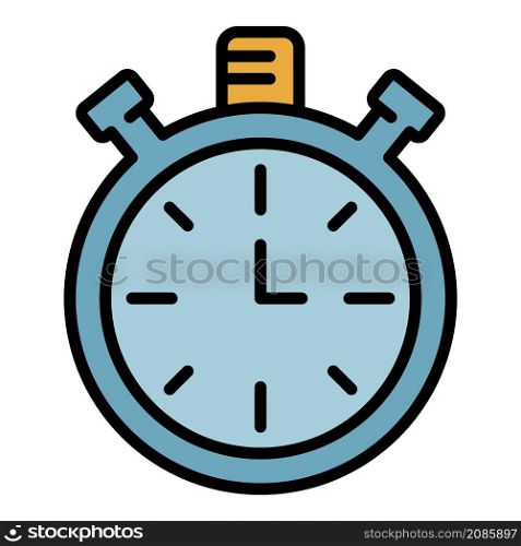 Analog stopwatch icon. Outline nalog stopwatch vector icon color flat isolated. Analog stopwatch icon color outline vector