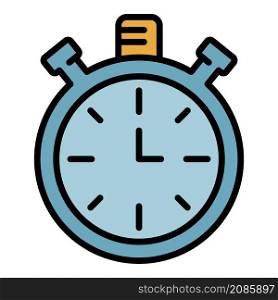 Analog stopwatch icon. Outline nalog stopwatch vector icon color flat isolated. Analog stopwatch icon color outline vector