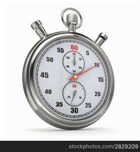 Analog stopwatch on white isolated background. 3d