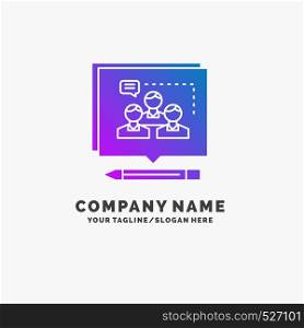 Analysis, argument, business, convince, debate Purple Business Logo Template. Place for Tagline.. Vector EPS10 Abstract Template background