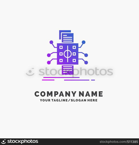 Analysis, data, datum, processing, reporting Purple Business Logo Template. Place for Tagline.. Vector EPS10 Abstract Template background