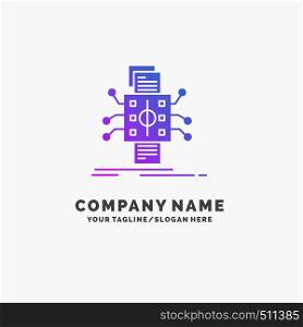 Analysis, data, datum, processing, reporting Purple Business Logo Template. Place for Tagline.. Vector EPS10 Abstract Template background