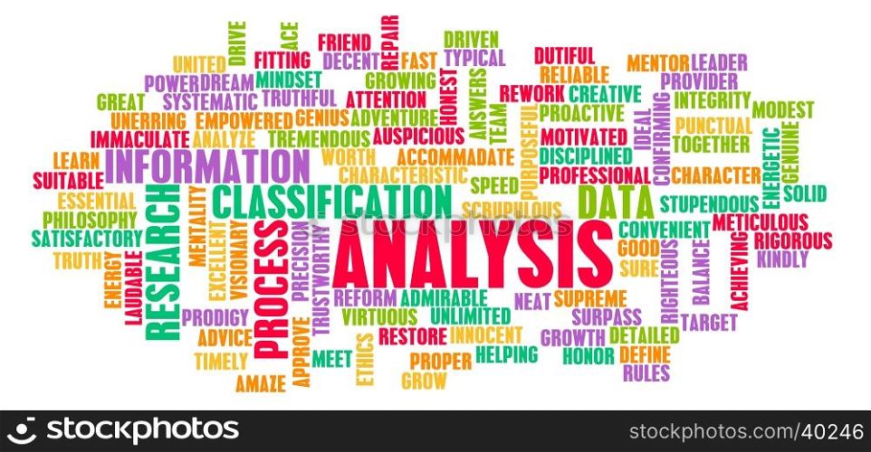 Analysis Word Cloud Concept on White. Analysis Word Cloud Concept